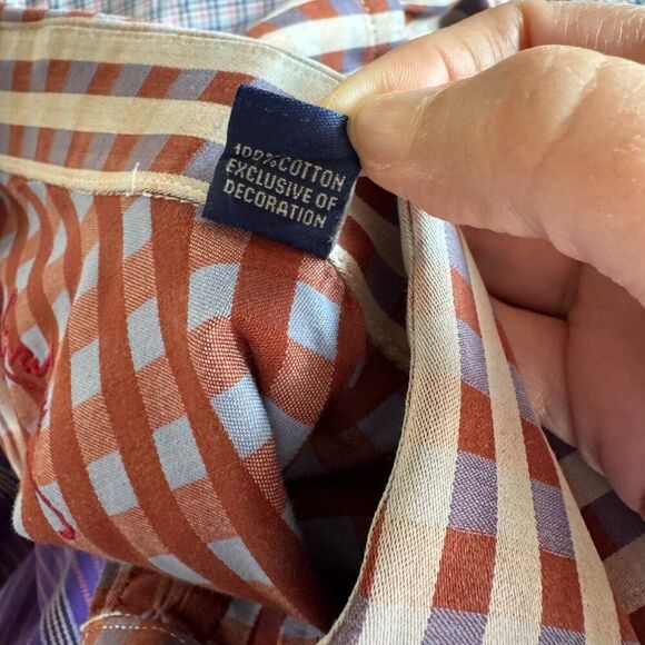 Robert Graham Long Sleeve Cotton Button Down Classic Fit Shirt Blue Plaid XL - Picture 14 of 14